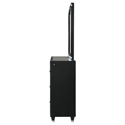 Lorient 8-drawer LED Flame Box Dresser and Mirror Black