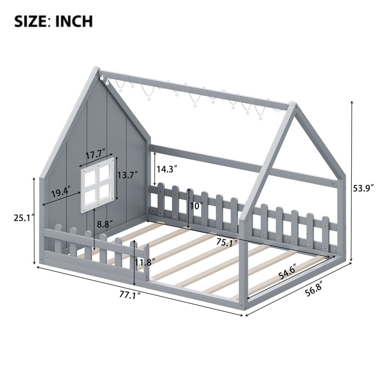 House Bed With Window And Fence