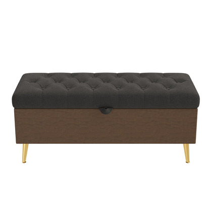 Modern Tufted Storage Ottoman Bench With Metal Legs