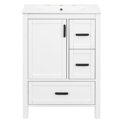 Bathroom Vanity With Sink, Soft-Close Doors, Double-Layer Shelf And 3 Drawers