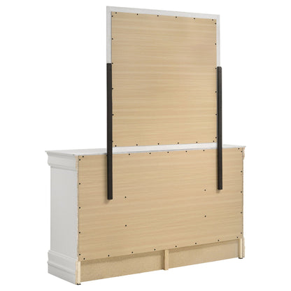 Louis Philippe 6-drawer Dresser and Mirror White