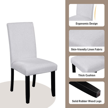 5 Piece Round Dining Table Set, Modern Dining Table And 4 Upholstered Chairs For Dining Room
