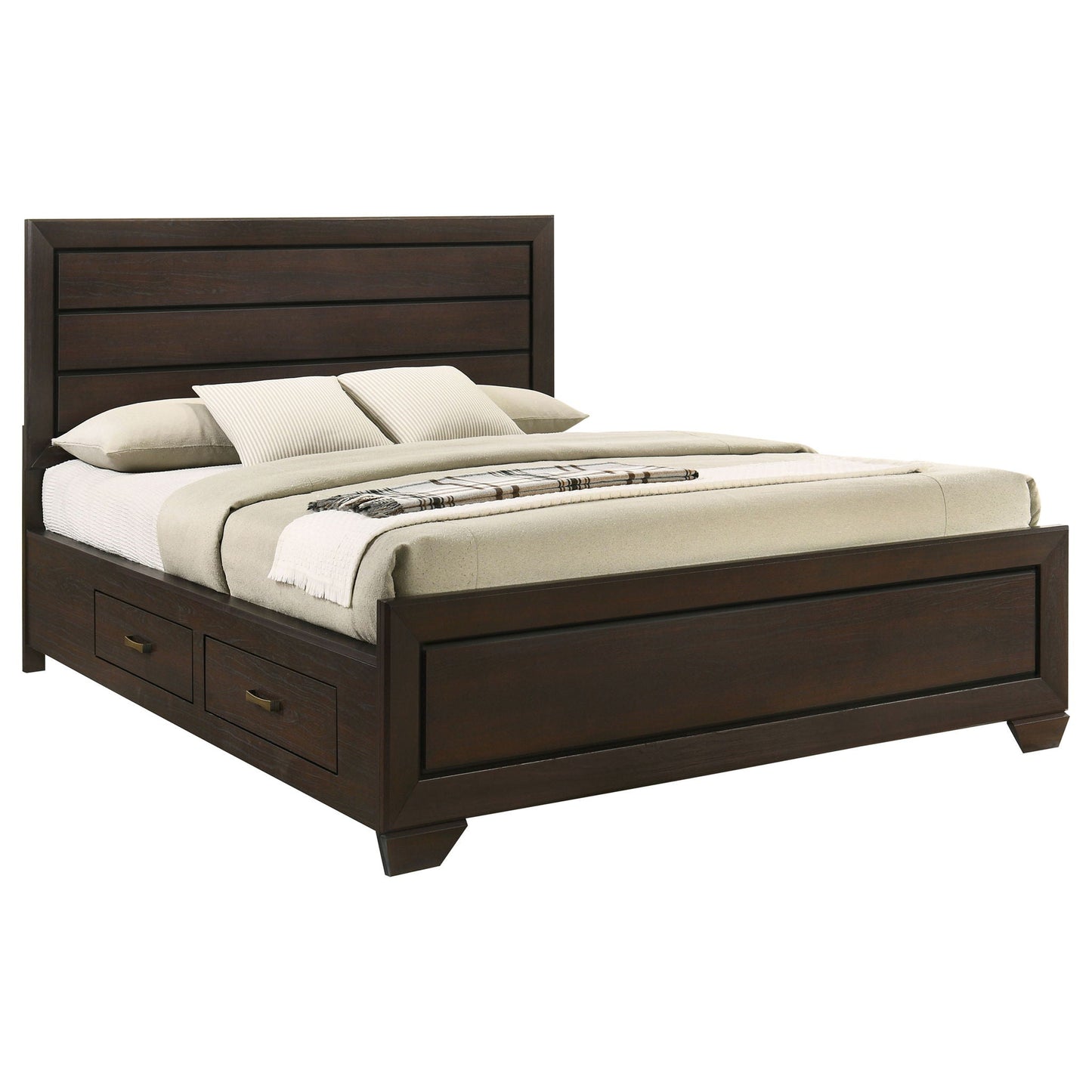Kauffman Wood California King Storage Panel Bed Dark Cocoa