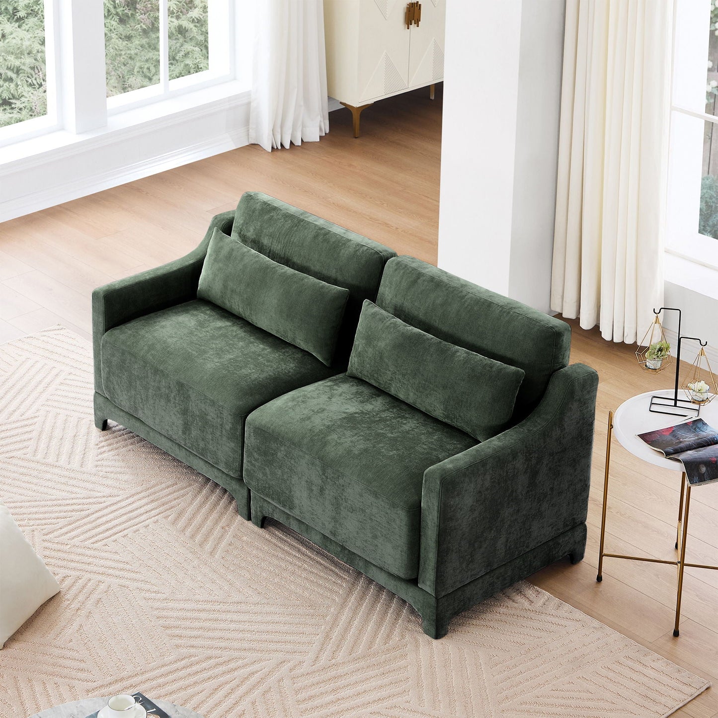 Elegant Sofa With Ergonomic Design And Lumbar Pillows