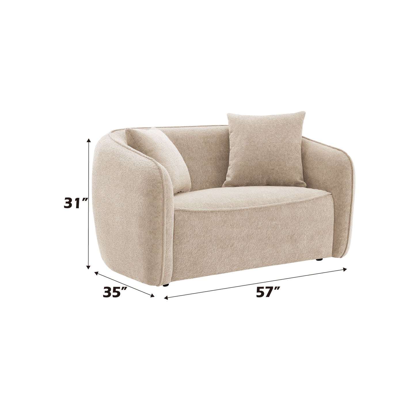 Keith - Loveseat With 2 Matching Color Toss Pillows