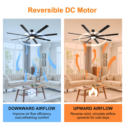 Super Large Black Ceiling Fan With Remote Control - Black