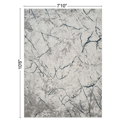 Geometrix - 7'10" X 10'6" Area Rug, Geometric 3D Effect - Ivory / Gray