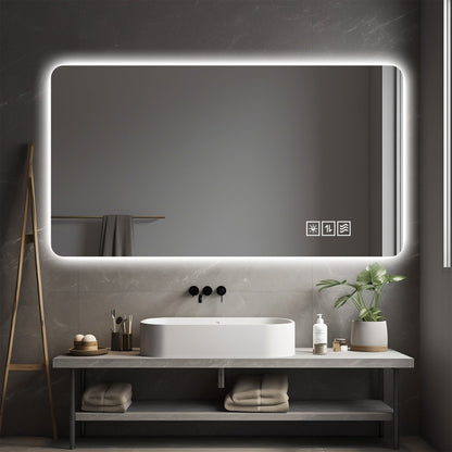 Wall Mounted Bathroom Full Length Makeup Mirror With 3 Color Lighting - Clear