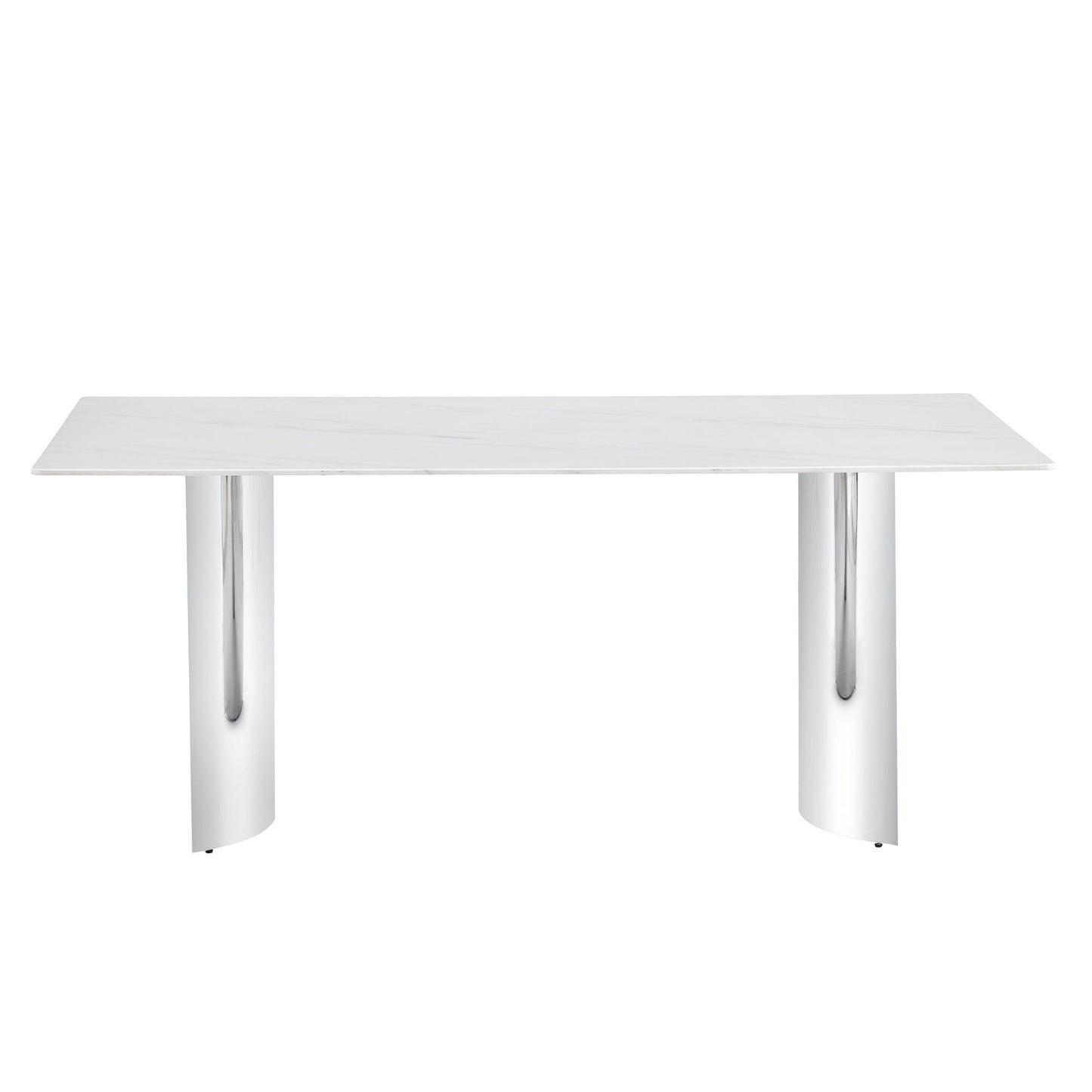 Modern Minimalist Dining Table With Marble Glass Top