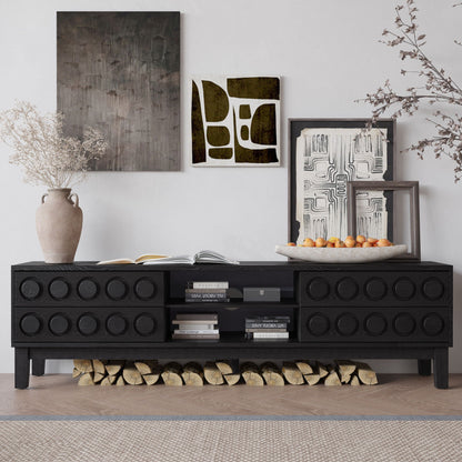 Media Console With 4 Drawers And Cable Management