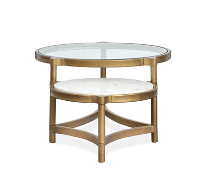 Cassidy - Shaped Cocktail Table - Aged Brass And Volakas Classic
