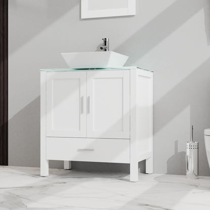 Bathroom Vanity And Sink Combo Glass Top Cabinet With Mirror