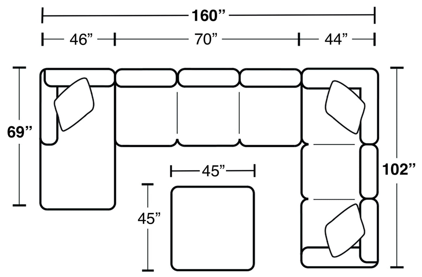 Royce - Sectional With Cocktail Ottoman