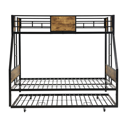 Modern Metal Bunk Bed With Side Ladders And Guardrail
