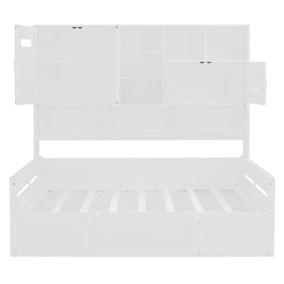 Daybed With All-In-One Cabinet And Shelf