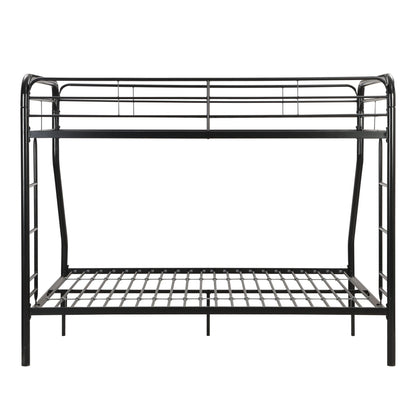 Modern Twin Over Full Metal Bunk Bed With Trundle And Dual Side Ladder And Metal Design - Black / Brown
