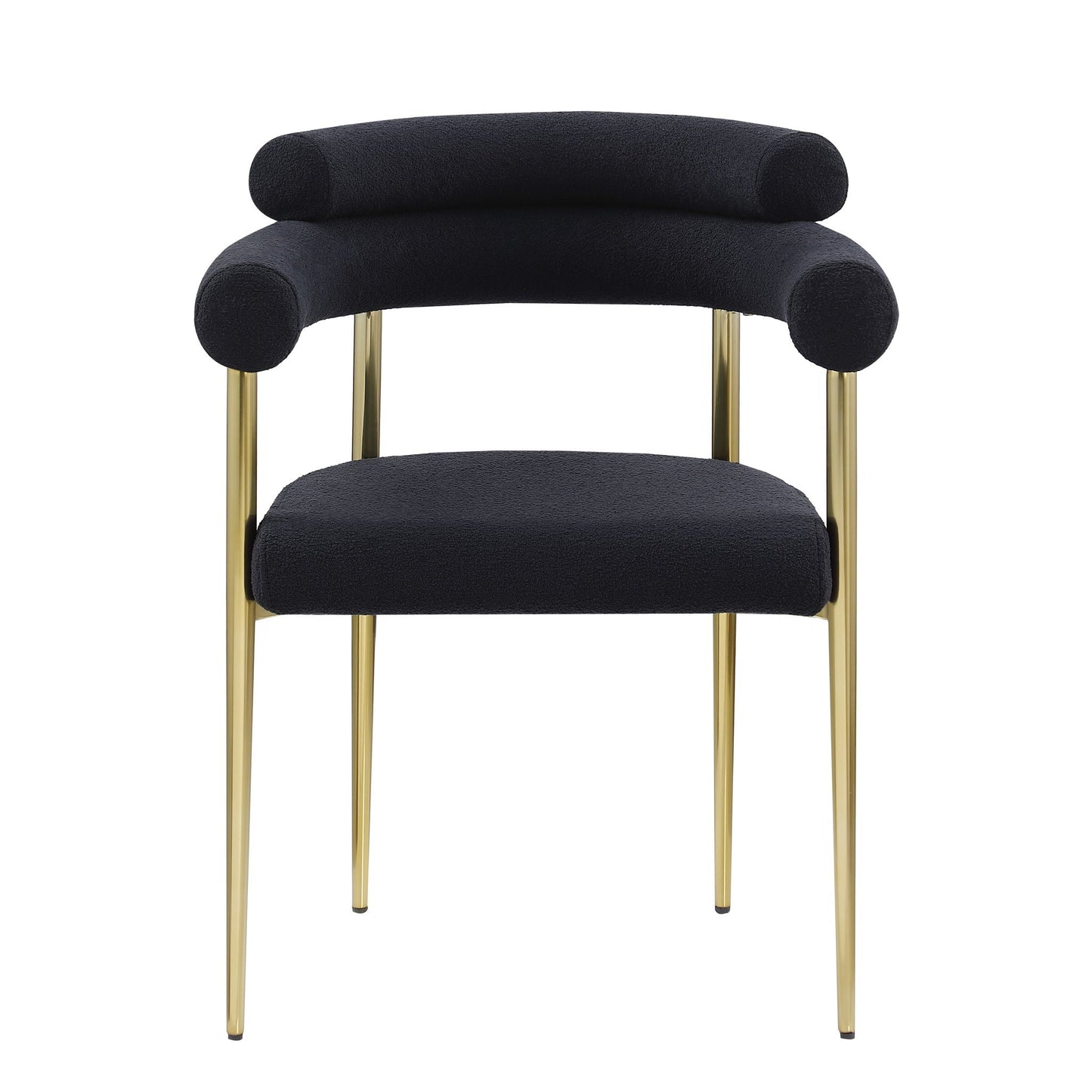Dining Chairs (Set of 2), Mid-Century Modern Dining Chairs, Kitchen Dining Room Chairs, Round Boucle Backrest Sherpa Dining Chair With Brushed Metal Legs