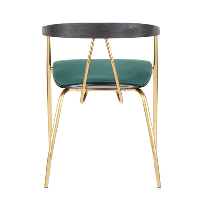 Vanessa - Contemporary Chair (Set of 2) - Gold / Green - Black