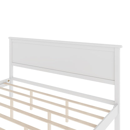 Mid-Century Platform Bed With Headboard And Slat Support, No Box Spring Needed
