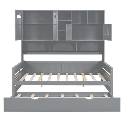 Daybed With All-In-One Cabinet And Shelf