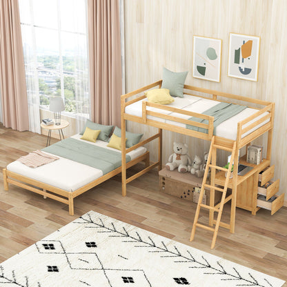 Bunk Bed With Built In Desk And 3 Drawers