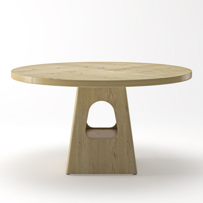 Farmhouse Round Dining Table With Storage Base