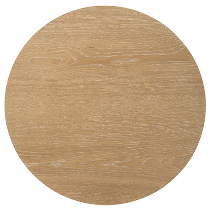 Ottowa Round Wood Side End Table with Shelf Light Oak