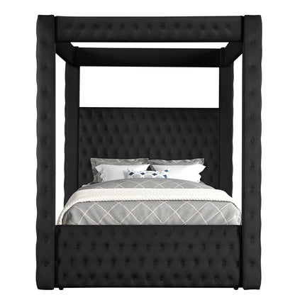 Modern 4 Poster Bed With Tufted Headboard And Footboard