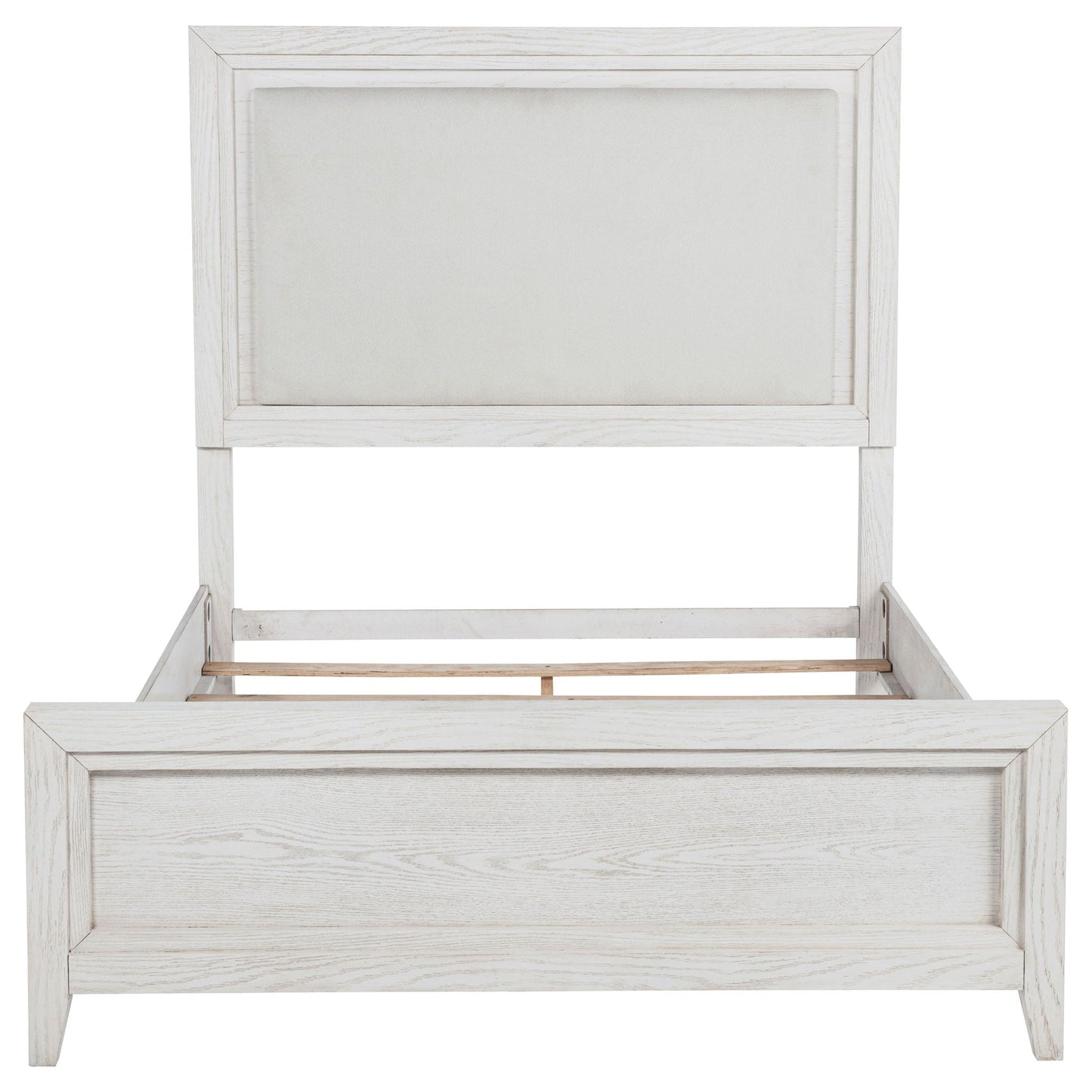 Marielle Queen Upholstered Panel Bed Distressed White