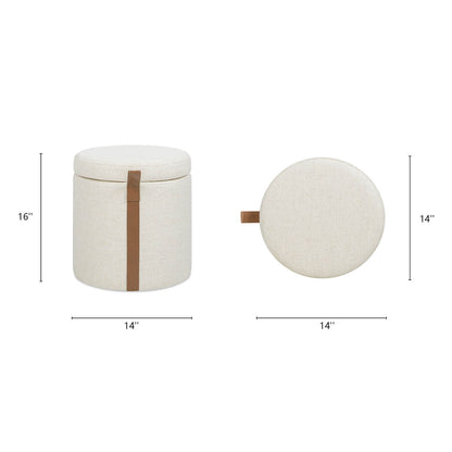 Brandy - Round Upholstered Storage Ottoman With Accent