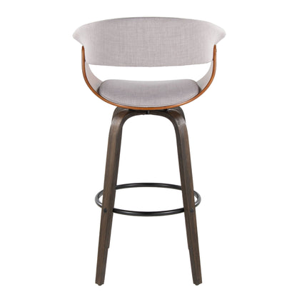 Vintage Mod - Mid Century Modern Fixed Height Barstool With Swivel & Round Footrest (Set of 2)