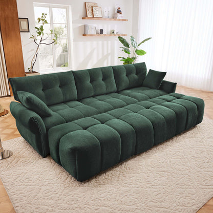 Sofa Set With Ottoman And Pillows, Textured, High Resilience Cushions