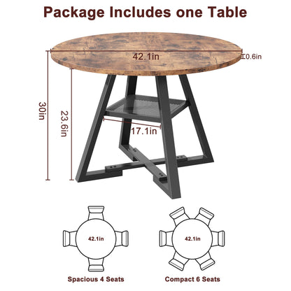 Jocoevol Round Dining Table for 4,Kitchen Dining Room Circle Dinner Pedestal Table,Space Saving Wood Kitchen & Dining Room Furniture (Vintage, 42In)