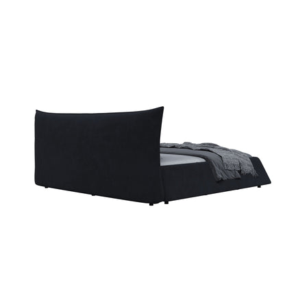 Upholstered Platform Bed With Special Shaped Headboard