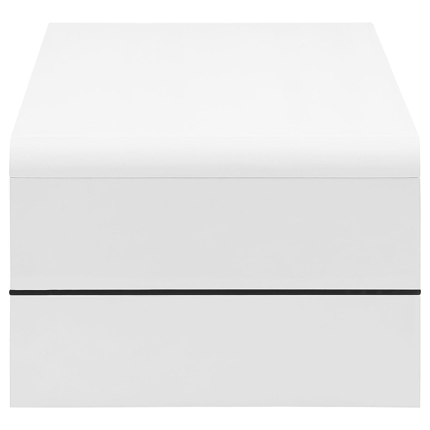 Airell Rectangular Coffee Table with Shelf White High Gloss