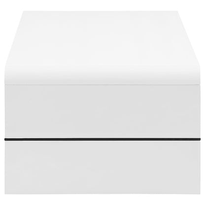 Airell Rectangular Coffee Table with Shelf White High Gloss