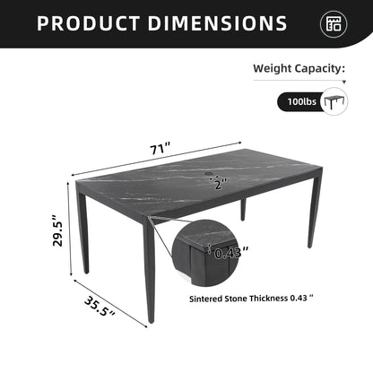 Outdoor Modern Patio Dining Table, Post Tapered Legs, Weatherproof & Rust Free