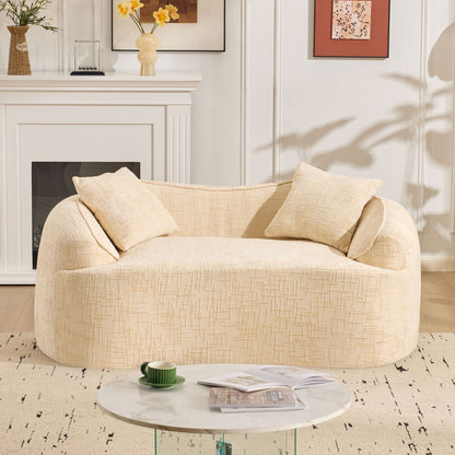 Curved 2 Person Compress Sofa With Armrests, Includes Pillows