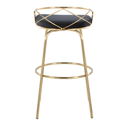 Charlotte - Glam Glam / Art Deco Fixed Height Barstool With Swivel With Round Footrest (Set of 2)