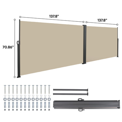 Retractable Side Awning, Waterproof And UV Resistant, Privacy Screen For Patio