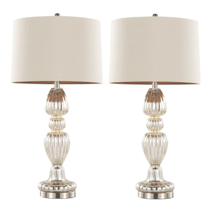 Spade - Contemporary Table Lamp (Set of 2) - Mercury / Nickel / Natural