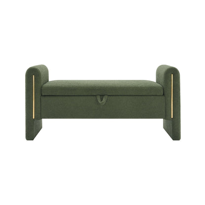 Modern Teddy Upholstered Large Bed End Bench With Arms And Storage