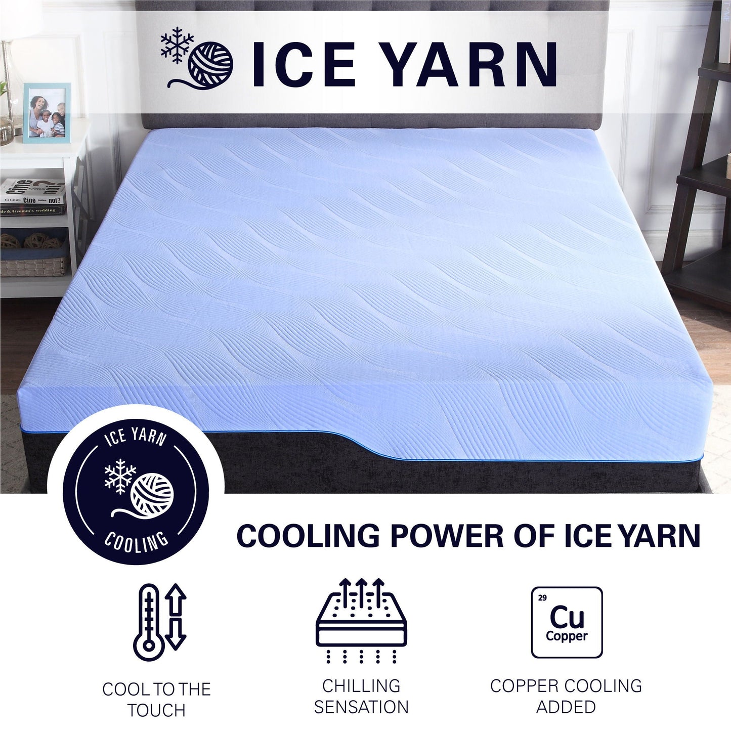 Refresh - 12" Flex Head Latex Foam Hybrid Mattress And Adjustable Base Bundle - Blue - King