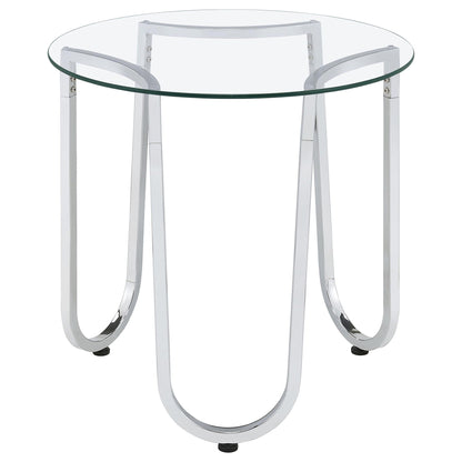 Beller 3-piece Round Tempered Glass Top Coffee Table Set Chrome