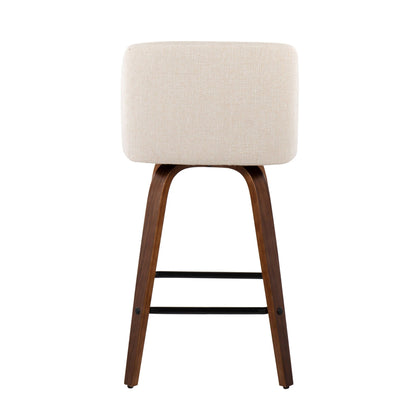 Toriano - Mid Century Modern Fixed Height Counter Stool & Square Footrest (Set of 2)