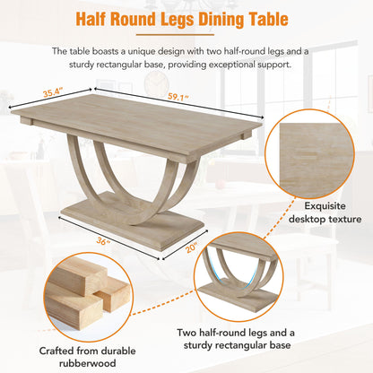 Topmax - 6 Piece Wood Half Round Dining Table Set Kitchen Table Set With Long Bench And 4 Dining Chairs, Modern Style