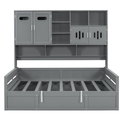 Daybed With All-In-One Cabinet And Shelf