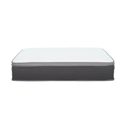 12'' Hybrid Mattress In A Box, Plush Gel Memory Foam Mattress Top With Pocket Coil Base - Gray / White - Queen