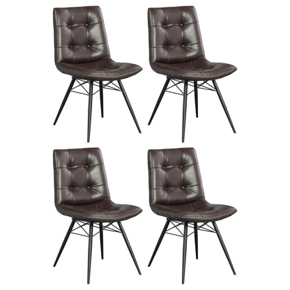 Aiken Faux Leather Upholstered Dining Side Chair Dark Brown (Set of 4)