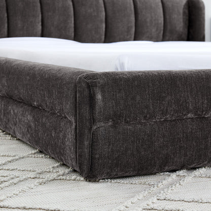 Modern Upholstered Bed Frame With Thick Fabric And Headboard